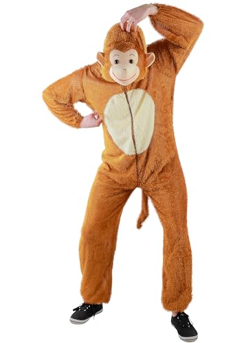 Foxxeo Affen Kostüm für Erwachsene - Herren Größe S-XXXXL - Tier Onesie Kostüme Damen Jumpsuit AFFE Männer Overall Fasching Karneval Anzug, Größe S von Foxxeo