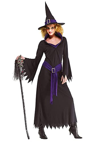 Foxxeo lila schwarzes Hexen Kostüm mit Hexenhut für Damen - Größe M-XXXXL - Fasching Karneval Halloween, Größe:XL von Foxxeo