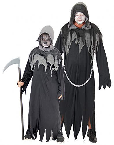 Foxxeo Sensenmann Halloween Kostüm für Jungen Grim Reaper Kinder-Kostüm GröÃŸe 122-128 von Foxxeo