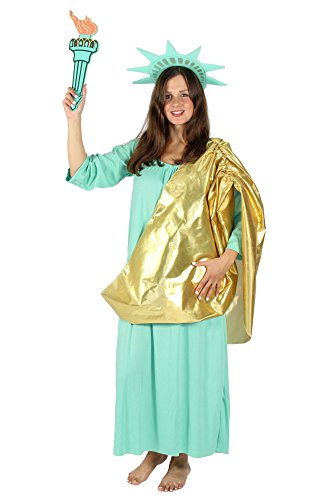 Foxxeo Freiheitsstatue Kostüm für Damen - Größe S bis XXXL - zu Fasching und Karnveval Statue of Liberty Kleid Größe XXL von Foxxeo