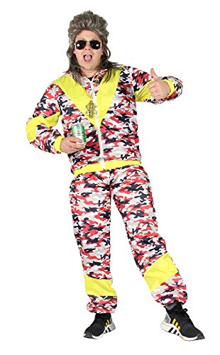 Foxxeo 80er Jahre Kostüm für Erwachsene Premium 80s Trainingsanzug Assianzug Assi - Herren Größe S-XXXXL - Fasching Karneval Anzug, Farbe Camouflage rot, Größe: XL von Foxxeo