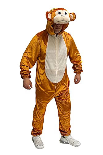 Foxxeo Affen Kostüm für Erwachsene Damen Herren Tier Overall Tierkostüm Größe S-XXXL - Fasching Karneval, Größe:M von Foxxeo