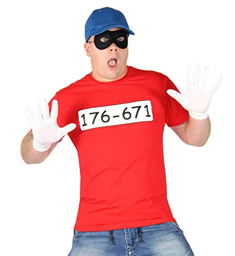 Foxxeo Bankräuber Kostüm für Herren mit - T-Shirt - Maske - Mütze und Handschuhen - Fasching und Karneval Kostüme für Paare GröÃŸe XL von Foxxeo