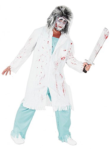 Foxxeo Blutverschmiertes Zombie Arzt Kostüm für Herren zu Halloween Chirurg Fasching Karneval Größe XL von Foxxeo