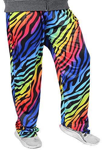 Foxxeo Bunte Jogginghose für Herren zum 80er Jahre Kostüm Zebra neon schwarz - Größe S-XXL - Fasching Karneval Party, Größe:M von Foxxeo