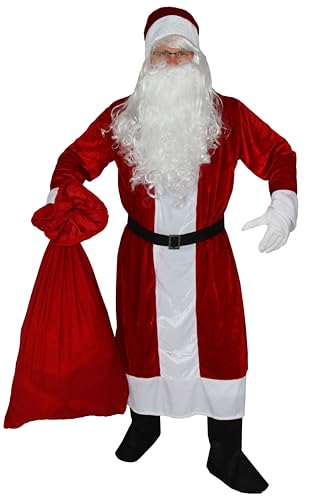 Foxxeo Dunkelrotes 6-teiliges Premium Weihnachtsmann für mit Mantel für Herren - Größe M-XXXXL, Größe:XL/XXL von Foxxeo