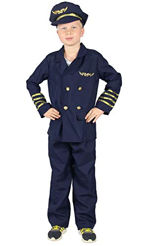 Foxxeo Pilotenkostüm für Kinder Piloten Uniform für Jungen Kostüm Pilot Größe 122-128 von Foxxeo