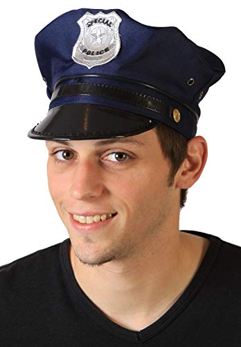 Foxxeo Polizeimütze Mütze Polizist Polizei Kostüm blau USA Navy Cop US Gr. 56-60 Größe 58 von Foxxeo