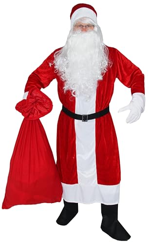 Foxxeo Rotes 6-teiliges Premium Weihnachtsmann für mit Mantel für Herren - Größe M-XXXXL, Größe:XL/XXL von Foxxeo