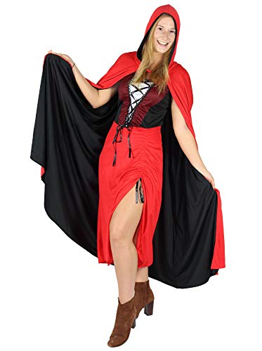 Foxxeo Rotkäppchen Halloween Kostüm für Damen Wolf Jägerin Halloweenkostüm Fasching Karneval rot Größe XL von Foxxeo