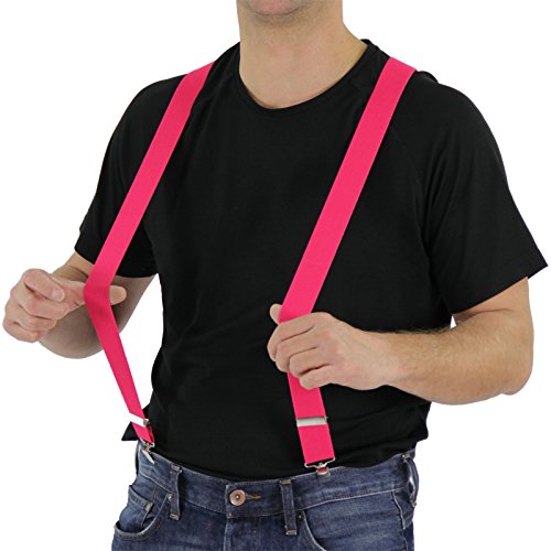 Foxxeo pinker Hosenträger für Damen und Herren für Karneval und Fasching Party in neon pink von Foxxeo