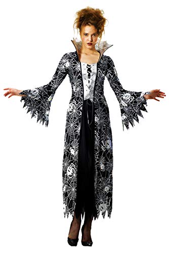 Foxxeo schwarz silber Spinnen Hexen Vampir Kostüm für Damen Fasching Karneval Halloween Größe M von Foxxeo