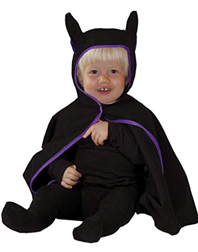 Foxxeo schwarzes Fledermaus Cape mit Kapuze für Babys Baby Kostüm Halloween Fasching Karneval Größe 92-98 von Foxxeo