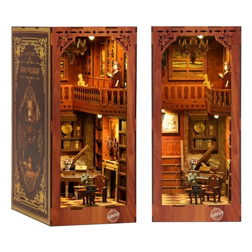 Foyucool DIY Book Nook Miniatur Kit, 3D Holzpuzzles Buchstütze, Bücherregal Einsatz Dekor, Montiert Bauen für Erwachsene, Einzigartiges Geschenk für Geburtstag Weihnachtstag Musikzimmer von Foyucool