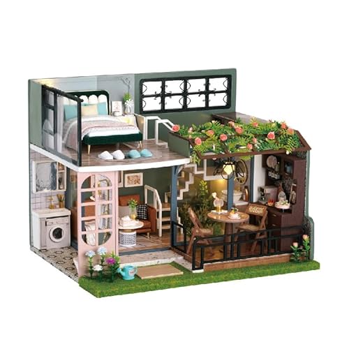 Foyucool DIY Miniatur Haus Kit, Puppenhaus Kit mit Möbeln, Mini Haus Making Kit für Erwachsene zum Bauen, Halloween/Weihnachtsdekorationen/Geschenke, L-035-B von Foyucool