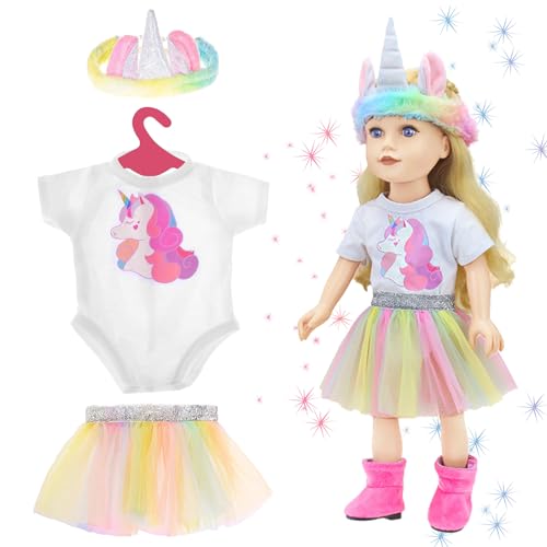 Kleidung Outfits für Baby Puppen, Puppenkleidung 36-45cm, Puppen Kleidung, Puppenkleidung mit Kleider, Kleiderbügel, Regenbogen Puppenkleidungsset Geschenk für Kinder, Mädchen Jungen von Fractoluxe