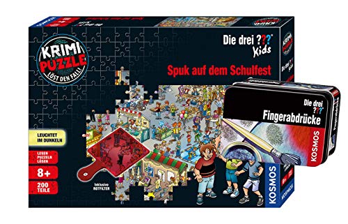 Franckh-Kosmos Verlag Die DREI ??? Kids - Set: Spuk auf dem Schulfest (Krimi Puzzle) + Forscherkästchen (Verschiedene Auswahl) von Franckh-Kosmos Verlag