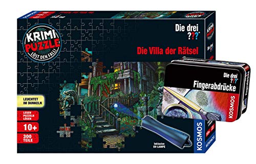 Franckh-Kosmos Verlag Die DREI ??? - Set: Die Villa der Rätsel (Krimi Puzzle) + Forscherkästchen (Verschiedene Auswahl) von Franckh-Kosmos Verlag