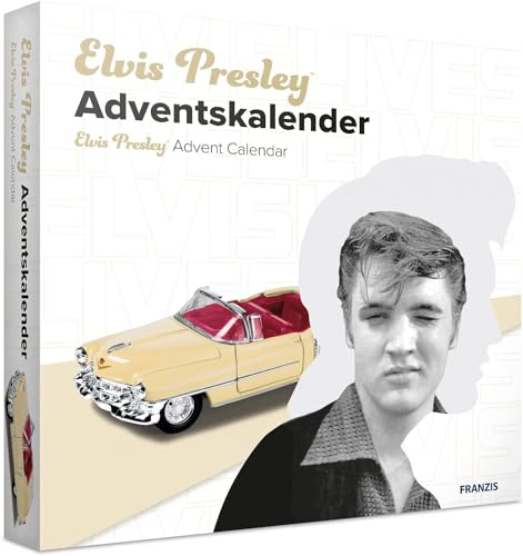 FRANZIS 55120 - Elvis Presley Adventskalender, Cadillac Eldorado Metallmodell im Maßstab 1:37, inkl. Soundmodul und 52-seitigem Begleitbuch von Franzis