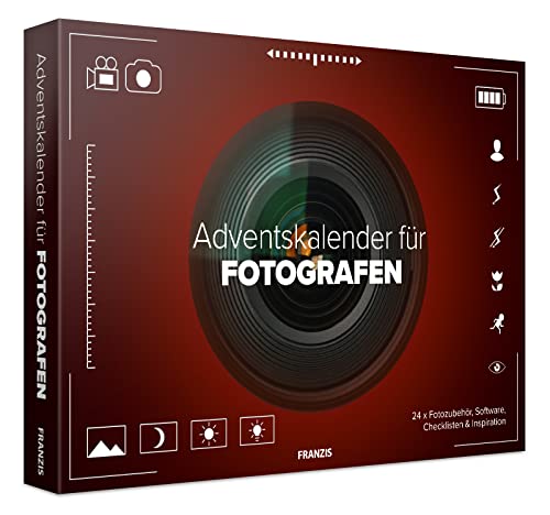 FRANZIS 70790 - Adventskalender für Fotografen, 24 Überraschungen, Ideen und Zubehör für Hobbyfotografen, inkl. 28-seitigem Begleitbuch von Franzis