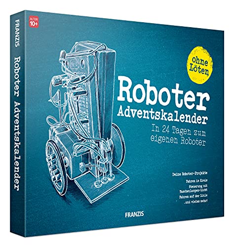 FRANZIS 67161 - Roboter Adventskalender - in 24 Tagen zum eigenen fahrbaren Roboter, ohne Löten, für Kinder ab 10 Jahren von Franzis