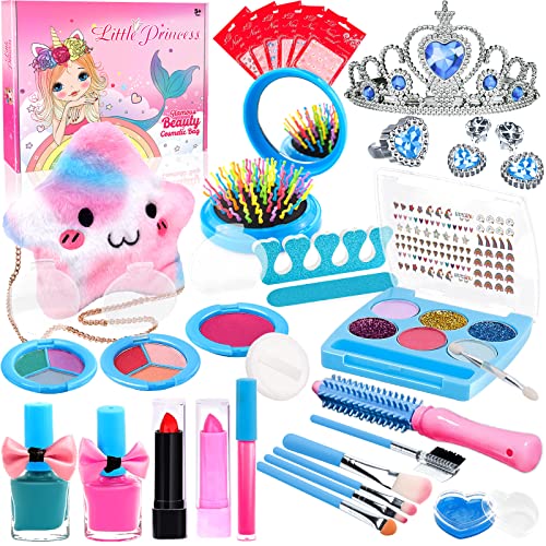 Frasheng Kinderschminke Set Mädchen, 33PCS Abwaschbar Real Kinder Kosmetik Set mit Schminkkoffer Kinder Mädchen Schminke Makeup Set Weihnachten Geburtstag für Mädchen Kleine Kinder Prinzessin von Frasheng