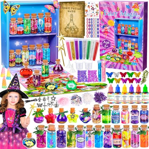 Frasheng Kreatives Geschenk Mädchen 6 7 8 9 10 11 Jahre, 24 Zaubertrank Fläschchen Zaubertrank Set Kinder DIY Kreative Geschenk für Kinder,Magie Zaubertrank Bastelset,Kristall Zaubertrank Kits von Frasheng