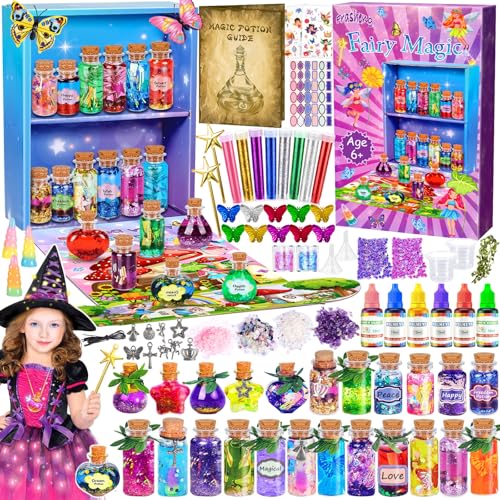 Frasheng Kreatives Geschenk Mädchen 6 7 8 9 10 11 Jahre, 24 Zaubertrank Fläschchen Zaubertrank Set Kinder DIY Kreative Geschenk für Kinder,Magie Zaubertrank Bastelset,Kristall Zaubertrank Kits von Frasheng