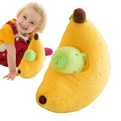 Banana Capybara Plush Toy | Soft and Cuddly Capybara Pillow Doll | Cartoon Capybara Plush Doll | Cute Cartoon Stuffed Animal for Kids and Adults, Ideal for Bedroom, Living Room, and Home Decoration von Fravsiu