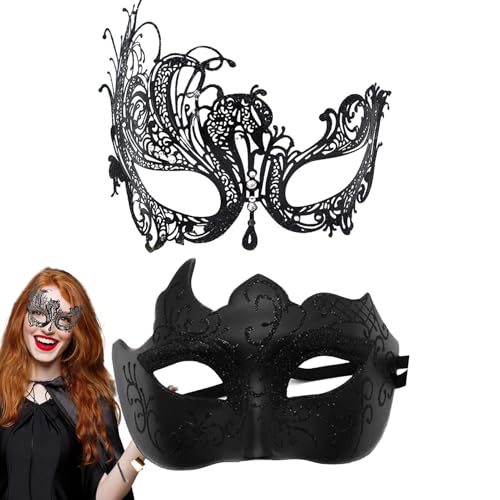 Couple Masquerade Masque Set, Lace Eye Masque, Glittering Masquerade Masques, Cosplay Masquerade Set, Osplay Accessories for Halloween, Glittering Masquerade Masques Set for Couples and Carnival von Fravsiu