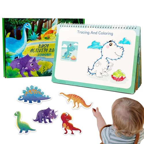 Dinosaur Themes Busy Book For Kids With Train Sensory Toys - Engaging Preschool Learning Fine Motor Skills Activity Book For Boys And Girls Dinosaur Themed Busy Book For Kids Featuring Train Sensory T von Fravsiu