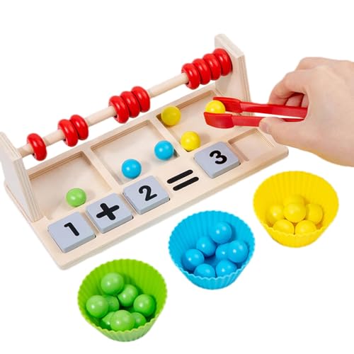Fravsiu Abacus Mathematisches Instrument, Perlenzählung | Alphabetische Blöcke mit Zahlen aus Holz | Blöcke für Kinder Kindergartenspielzeug, Perlen zum Lernen Vorschule Abakus Blöcke Set von Fravsiu