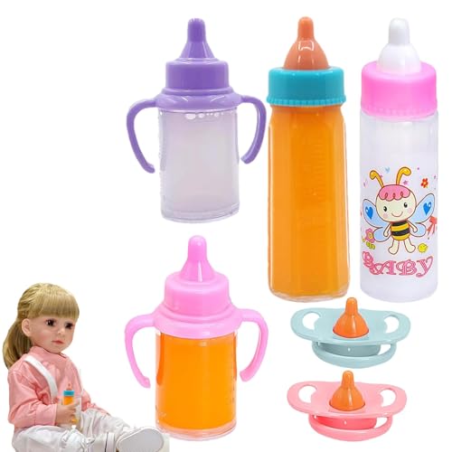 Fravsiu Baby Doll Feeding Set, Doll Feeding Set, Toddler Doll Accessories, Play Feeding Bottles, Interactive Doll Feeding Set Accessories with Disappearing Milk and Juice for Imaginative Play von Fravsiu