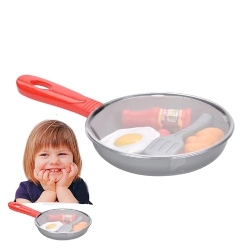 Fravsiu Bratpfannenspielzeug, Spielküchenpfanne - Spielpfannen Spielzeug für Kinder,Rollenspielset-Zubehör mit Pfannen, Utensilien, Kochgeschirr, Lebensmitteln, Lerngeschenk für Kinder, Mädchen und ab von Fravsiu