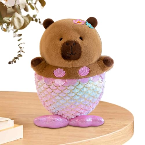 Fravsiu Capybara Stuffed Animal, Mermaid Capybara Doll, Soft Capybara Plush, Capybara Plush Pillow, Cute Mermaid Capybara Plush Doll for Cuddling and Home Decoration for Kids and Adults von Fravsiu