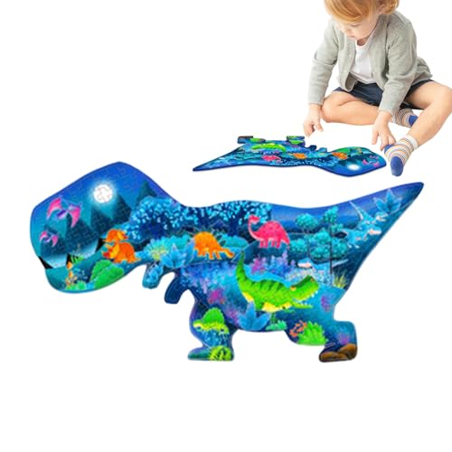 Fravsiu Dinosaurier Bodenpuzzle, Dinosaurier Puzzle für Kinder, Lustiges Leuchtspielzeug, Lernpuzzle mit Tieren, 200 Teile Bodenpuzzle für Kinder ab 3 von Fravsiu