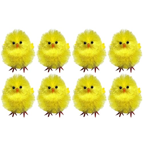 Fravsiu Easter Chicks, Easter Plush Chickens, Yellow Chicken Plush, Easter Basket Filler, Cute Chicken Figures 8X Easter Small Yellow Chicken Plush for Spring Decor, Easter Basket and Home Decor von Fravsiu