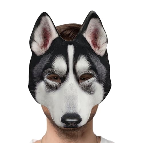 Fravsiu Gesichtsmaske Hundemaske Husky Maske - Realistische Karnevalsmaske | Halloween Maske für Theateraufführungen in Karneval Kostüm Zubehör von Fravsiu