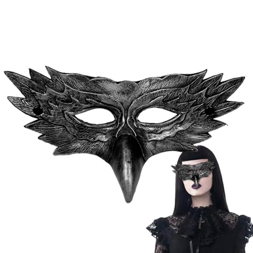 Fravsiu Halloween Face Masque, Leather Half Face Masque, Creative Eagle Masque, Halloween Costume Masque, Carnival Costume Masque, Creative Leather Dress-Up Eagle Masque for Halloween Cosplay von Fravsiu