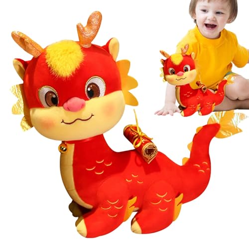 Fravsiu Jahr des Drachen-Plüschtiers,Drachen-Stofftier - 2024 Chinesisches Neujahrs-Souvenir, glückliche Stoffpuppe | Glücksdrachen-Puppe, Zwölf Tierkreis-Maskottchen-Spielzeuge, Gedenk-Plüschtiere von Fravsiu