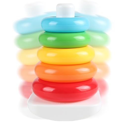 Fravsiu Rainbow Stacking Rings Toy, Educational Kids Stacker Toy, Building Ring Stacker for Cognitive Development, Fun Rainbow Ring Toy for Boys and Girls, Stacking Rings for and Children von Fravsiu