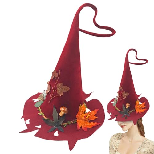 Fravsiu Rotes Hut-Hexenkostüm, Hexendekor-Halloween-Kostüm, Bühnenauftritt-Hexen-Outfit, Cosplay-Party-Hexenkostüm, Party-Requisiten 37,7 x 41 x 93 cm/14,84 x 16,14 x 36,61 Zoll für Hexenkostüm von Fravsiu