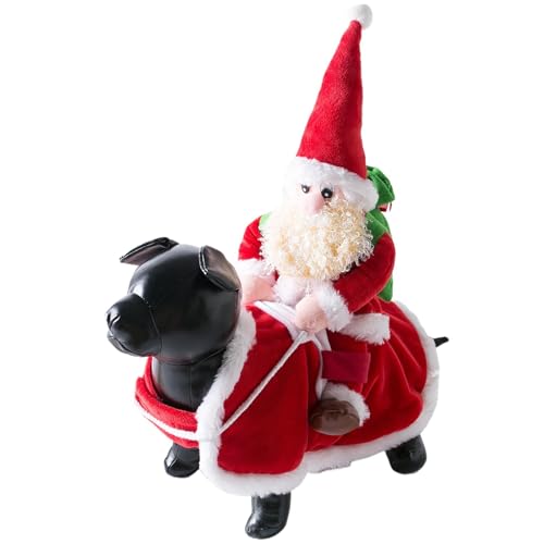 Fravsiu Santa Dog Kostüm, Christmas Pet Clothes, Riding Pet Santa Clothes, Cosplay Kostüm for Pets, Funny Dressing Up Outfit, Festive Kostüm for Small Dogs Cute Santa Outfit for Medium Dogs von Fravsiu