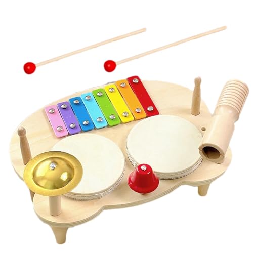 Fravsiu Schlagzeug Set Kinder Schlagzeug Set Schlagzeug Spielzeug Schlagzeug Set Holz Schlagzeug Set Pädagogische Musikinstrumente Lustiges All-in-1 Schlagzeug Set für frühes Lernen von von Fravsiu