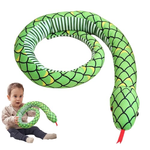 Fravsiu Schlangen-Plüschtier, Schlangen-Stofftier - Schlangen-Plüschtier-Spielzeug,62,9 Zoll Snake Stuff Plüsch Stofftier Spielzeug Riesenschlange Plüschtier für Kinder Halloween Weihnachten von Fravsiu