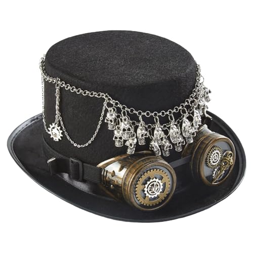 Fravsiu Steampunk-Hut, Steampunk-Hüte für Frauen - Halloween-Kostümmütze,Abnehmbarer Steampunk-Zylinder mit Schutzbrille, Halloween-Anziehzubehör für Männer und Frauen von Fravsiu