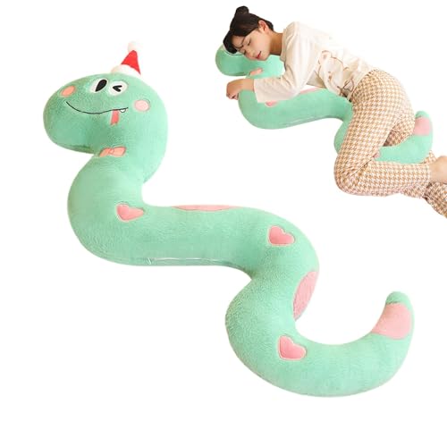 Fravsiu Stuffed Animal Snake, Cute Stuffed Snake, Plush Snake Toy, Christmas Hat Snake, Cute Stuffed Animal Snake with Christmas Hat Super Soft Plush Stuffed Snake Toy for Children and Prank Props von Fravsiu