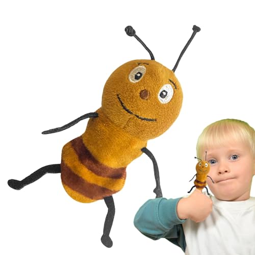 Fravsiu Tierpuppen,Tierpuppen realistisch,Schmetterlings-Fingerpuppen - Niedliche Bienen-Fingerpuppen, weiche Plüsch-Raupen-Handpuppen für 1–3 Jahre alte Kleinkinder von Fravsiu