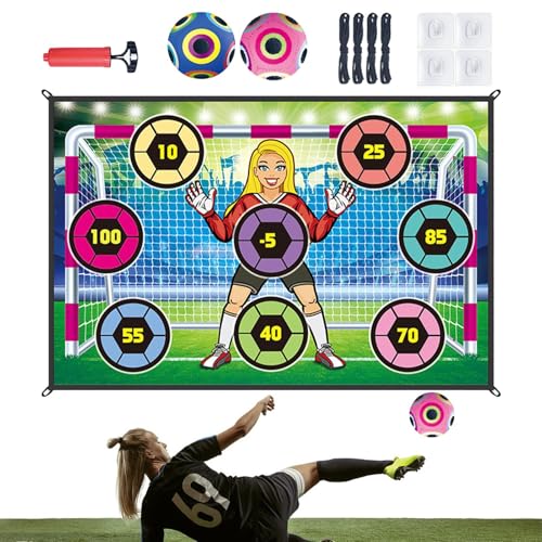 Fravsiu Toddler Soccer Ball Toss Game | Kids Soccer Goal Game | Outdoor Soccer Toys Ages 3-8 | Indoor Soccer Ball Game Children Backyard Soccer Games Ball Toss And Goal Game for von Fravsiu