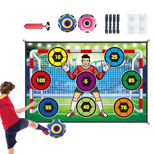 Fravsiu Toddler Soccer Ball Toss Game | Kids Soccer Goal Game | Outdoor Soccer Toys Ages 3-8 | Indoor Soccer Ball Game Children Backyard Soccer Games Ball Toss And Goal Game for von Fravsiu